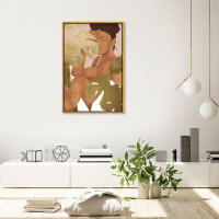 Oliver Gal Oliver Gal Glam Woman Behind Golden Plants Framed Canvas Art Print