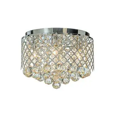House of Hampton Jullie Classic Tier Crystal Flush Mount Ceiling in Round Mesh Frame