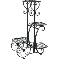 Arlmont & Co. Plant Stand Metal Indoor Outdoor Multiple, 4 Tier Tall Corner Tiered Planter Shelves