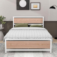 17 Stories YUNM8M05WWRR0IQ-Wood Bed Frame With Headboard