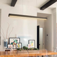 Wrought Studio 39.37 In. 20W Integrated LED Black Linear Pendant Light For Kitchen Island With 3000K-6500K Colour Temper