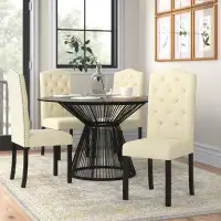 Lark Manor Kathie Tufted Linen Upholstered Parsons Chair