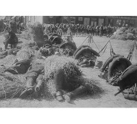 Buyenlarge French Soldiers in Full Pack Bed Down on Straw After A Long March - Photographic Print