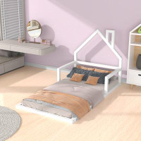 Harper Orchard Wood Floor Bed With House-Shaped Headboard