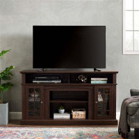 Red Barrel Studio Wood TV Stand, Entertainment Centers For TV Up To 65" With Open And Closed Storage Space-32" H x 58.25
