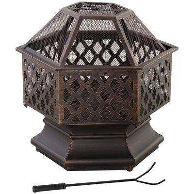 Darby Home Co Darby Home Co Outdoor Fire Pit With Screen Cover, Portable Wood Burning Firebowl With Poker For Patio, Bac in BBQs & Outdoor Cooking