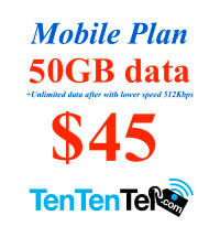 Promo 25GB + bonus 25GB (Total 50GB) $45 (port in availaible) Come with unlimited Talk and Text