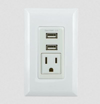 GE 2 USB + 1 AC In-Wall Receptacle - White