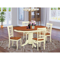 Charlton Home Dufferin 5 - Piece Butterfly Leaf Rubberwood Solid Wood Dining Set