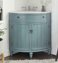 24 Corner Collection Vanity in Light Blue, White, Taupe, Dark Blue, Teal Blue & Farmhouse Gray w Quartz Top/Sink   CFF