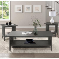 Latitude Run® Wooden coffee table set for living room includes 1 coffee table and 2 side tables