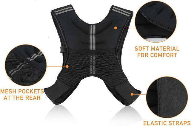 HUGE Discount! Weight Vest with Reflective Stripe for Workout, Running, Fitness,Weightlifting | FAST, FREE Delivery in Exercise Equipment in Red Deer - Image 4