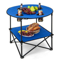 Arlmont & Co. Arlmont & Co. 2-tier Foldable Camping Table W/ Carrying Bag 4 Cup Holders For Bbq Camping