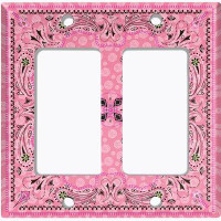 WorldAcc Metal Light Switch Plate Outlet Cover (Pink Paisley Bandana Tile   - Single Toggle)