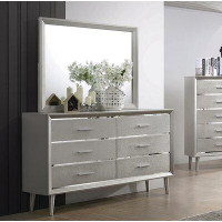 Willa Arlo™ Interiors Sherrer 6 Drawer 59" W Double Dresser with Mirror