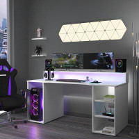 Ivy Bronx Wagnon Gamer Reversible Gaming Desk with Built in Outlets