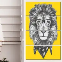 Made in Canada - Design Art 'Lion with Glasses and Scarf' 4 Piece Graphic Art on Wrapped Canvas Set