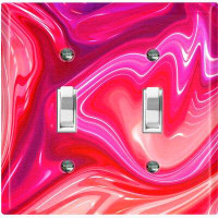 WorldAcc Metal Light Switch Plate Outlet Cover (Red Pink Candy Swirl  - Double Toggle)
