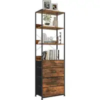 17 Stories 4-Tier Bookshelf With 4 Drawers, Multifunctional Open Bookcase, Storage Shelf Dresser For Living Room, Office