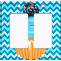 WorldAcc Metal Light Switch Plate Outlet Cover (Blackberry Cupcake Blue Chevron - Single Toggle)