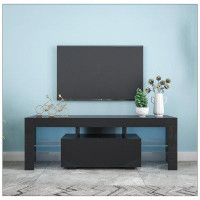 Wrought Studio TV Stand With LED RGB Lights,Flat Screen TV Cabinet, Gaming Consoles - In Lounge Room, Living Room And Be
