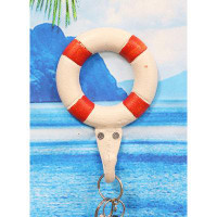Longshore Tides Longshore Tides 6.5"Tall Cast Iron Nautical Coastal Sailor Lifeguard Life Ring Buoy White With Red Strip