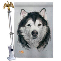 Breeze Decor Husky - Impressions Decorative Aluminum Pole & Bracket House Flag Set HS110092-BO-02
