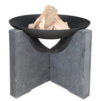 17 Stories Bonanno Cast Iron and Stone Wood Burning Fire Pit