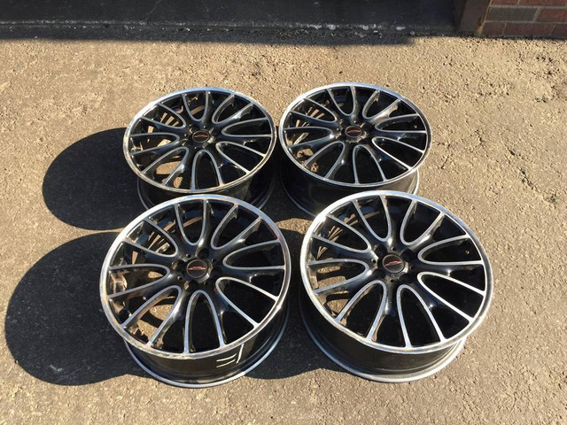 18 inch VERY RARE SET OF 4 MINI JOHN COOPER WORKS OEM USED RIMS 7Jx18 ET52 4 bolts pattern in Tires & Rims in Ontario