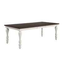 August Grove Two-Tone Dining Table With Turned Legs, White And Dark Cocoa
