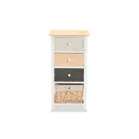 Lefancy.net Lefancy  Adonis Mid-Century Modern Transitional Multi-Coloured Wood 3-Drawer Storage Unit with Basket
