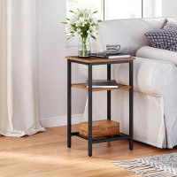 17 Stories 17 Storeys End Table, 3-Tier Nightstand, Side Table For Small Space In Living Room, Bedroom, Steel Frame, Eas