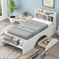Latitude Run® Wood Twin Size Platform Bed With 2 Drawers