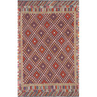 Nalbandian One-of-a-Kind Hand-Knotted 1960s 7'4" x 11'9" Wool Area Rug in Red/Blue/White