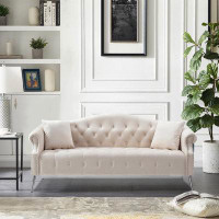ExpressThrough Classic Chesterfield Velvet Sofa Contemporary Upholstered Couch