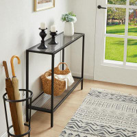 17 Stories Glass Console Table Brown Black Entryway Table Narrow Sofa Table With Storage Accent Couch Table Hallway Tabl