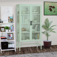 Hokku Designs Hayam Freestanding Bookcase Storage Cabinet with Adjustable Shelves