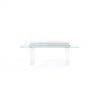Modus Furniture Moorea Double Pedestal Rectangular Dining Table In Clear Acrylic, Glass And Bronze Metal