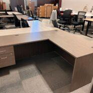 Global Newland L-Shape Desk with Box/File Pedestal – 60 x 72 – Absolute Acajou in Desks in Belleville Area - Image 2