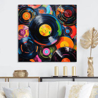 Bungalow Rose Colourful Vinyl Records Melodies II - Music Metal Wall Art