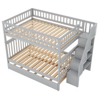 Latitude Run® Full Over Full Bunk Bed With Trundle And Staircase