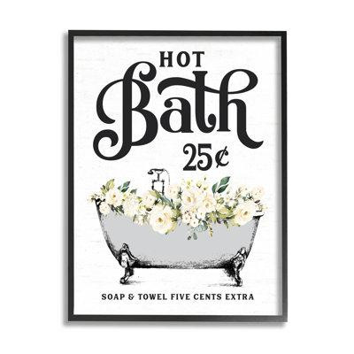 Trinx Trinx Hot Bath Floral Tub Framed Giclee Art Design By Lettered And Lined in Hot Tubs & Pools