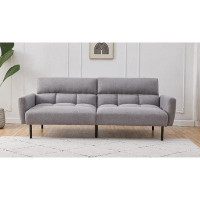 Latitude Run® Phillip Soft Grey Fabric Sofa Bed, Steel Legs