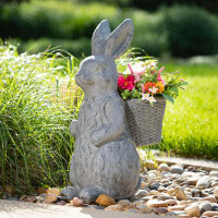 August Grove 26" Charcoal Rabbit Basket Planter; Grey