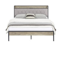 17 Stories Bed Frames With Storage Headboard, Platform Bed Frame With Charging Station