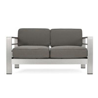 Wade Logan Caggiano Outdoor Aluminum Loveseat set with Cushions