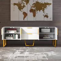 Ivy Bronx Modern TV Cabinet with Drawers and Metal Legs Fits TV up to 70 inches