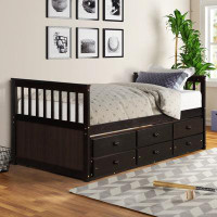 Red Barrel Studio Captain's Bed Twin Daybed With Trundle Bed And Storage Drawers
