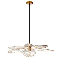 Millwood Pines Nellie 35"W Antique Brass Cutout Leaf-Shaped Pendant Light - Millwood Pines
