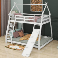 Harper Orchard Giannopoulos Twin over Queen House Bunk Bed with Climbing Nets